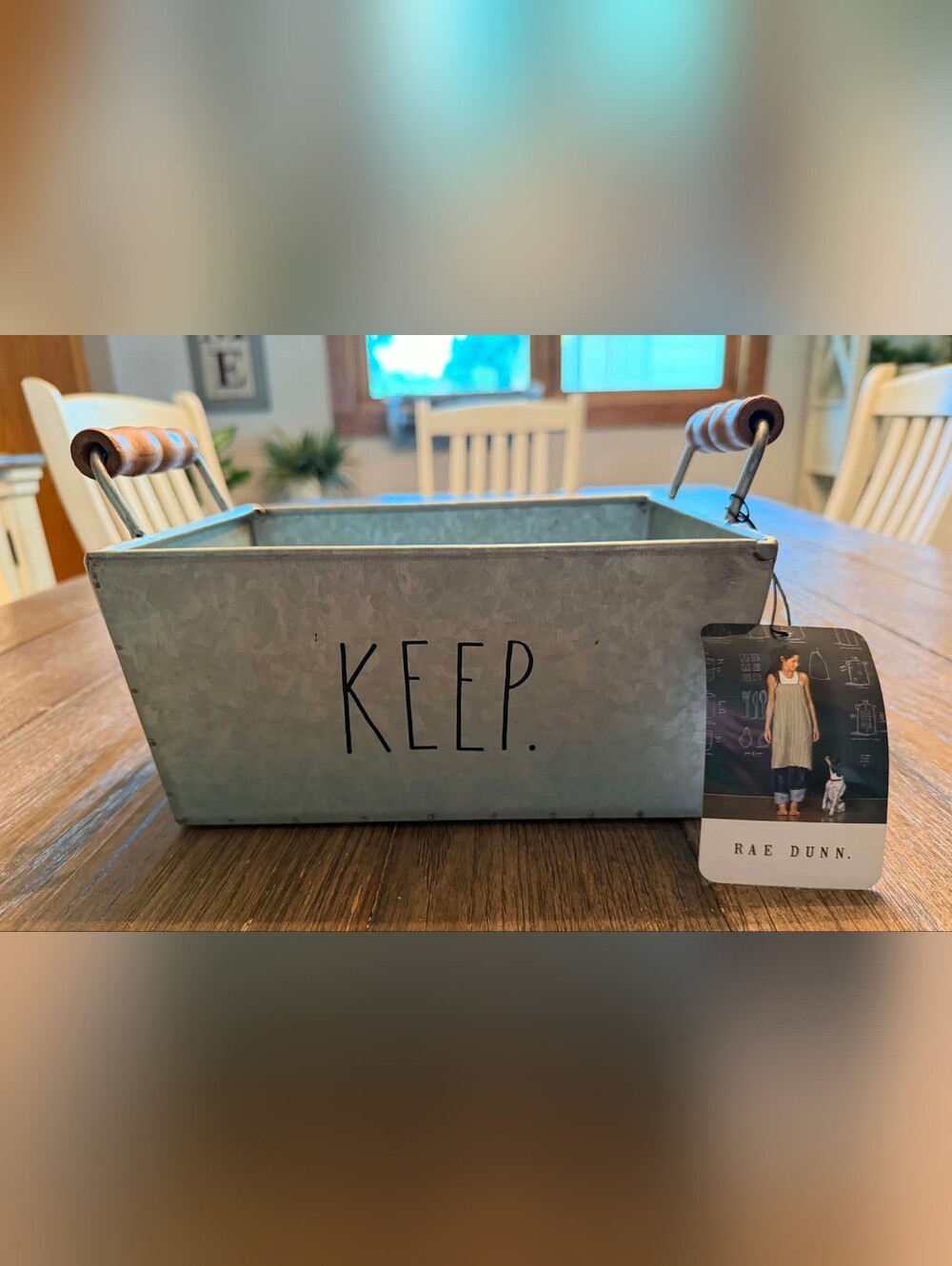 NWT Rae Dunn "Keep" Galvanized Storage Basket, 9"×7"×4"